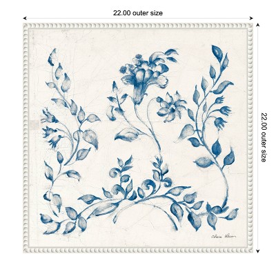 22" Sylvie Beaded White Framed Abstract Botanical Canvas Print