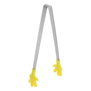 Unique Bargains Stainless Steel Silicone Tips Hand Shape Kitchen Cooking Food Tongs - 1 of 4