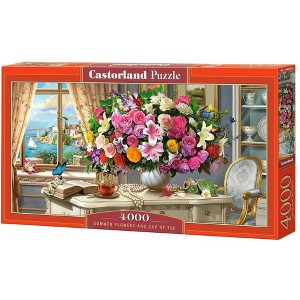 4000 Piece Jigsaw Puzzle, Summer Flowers and Cup of Tea, Still nature jigsaw, Romantic picture, Classic, Adult Puzzle, Castorland C-400263-2 - 1 of 4