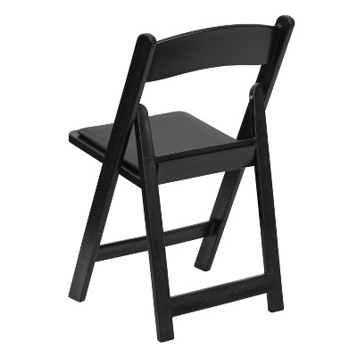 Black Resin Armless Folding Chair with Cushions - 2 Pack