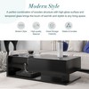 LIVAREEmlen Modern Coffee Table with Tempered Glass, Wooden Cocktail Table, Modernist 2-Tier Rectangle Center Table for Living Room, Black - 3 of 4