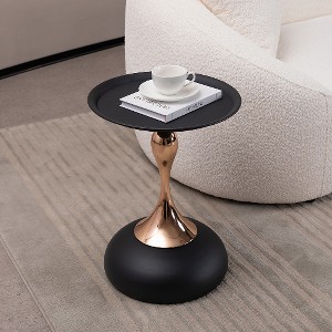 Lyngins Mermaid Tail Design Metal Side Table, Round End Table for Living Room, Modern Bedroom Nightstand, Small Side Table with Tray Top - 1 of 4