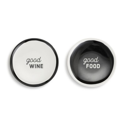 DEMDACO Good Food Wine Appetizer Plates - Set of 2 Black