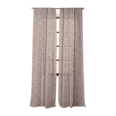 Little Arrow Design Co boho hexagons taupe Set of 2 Panel Sheer Window Curtain - Deny Designs