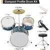 3 Piece Kids Drum Set With Cymbal-2 Drumsticks-Pedal-2 Toms-Throne Stool-Musical Instruments For Boys And Girls-Black - 4 of 4