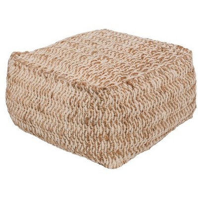 Mark & Day Heidenreichstein 12"H x 20"W x 20"D Natural Fiber Gray Pouf