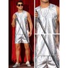 INSPIRE CHIC Men's Party Disco Metallic Holographic Tank Top and Shorts Set 2 Pieces Outfits - 4 of 4