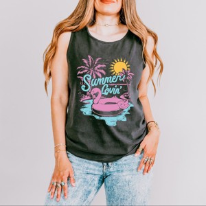 Simply Sage Market Summer Lovin' Flamingo Garment Dyed Tank - 1 of 2