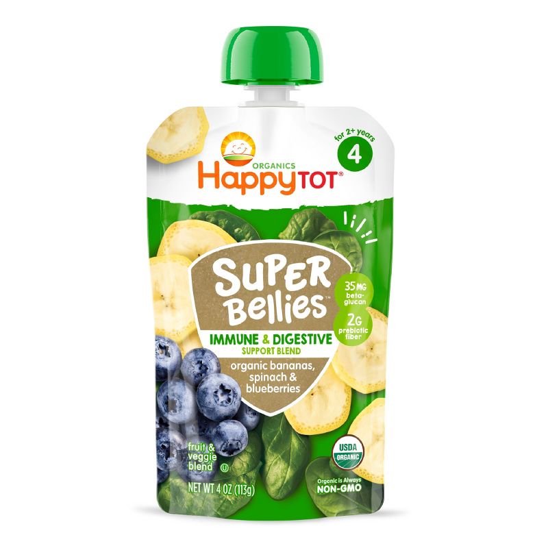 HappyTot Super Bellies Organic Bananas Spinach &#38; Blueberries Baby Food Pouch - 4oz, 3 of 6