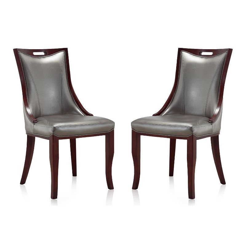 Set of 2 Emperor Faux Leather Dining Chairs Silver - Manhattan Comfort, 1 of 8