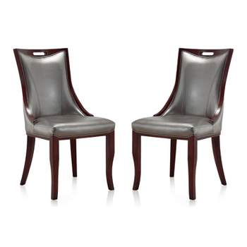 Set of 2 Emperor Faux Leather Dining Chairs Silver - Manhattan Comfort