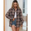 MISSKY Womens Fashion Plaid Flannel Jacket Casual Long Sleeve Button Collared Neck Oversized Shirts - 2 of 4