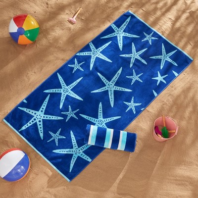2pk 30" x 60" Print and Stripe Cotton Beach Towels - Great Bay Home