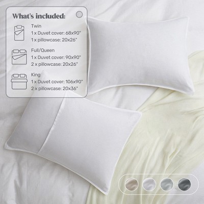 King Size White Linen and Cotton Duvet Cover Set