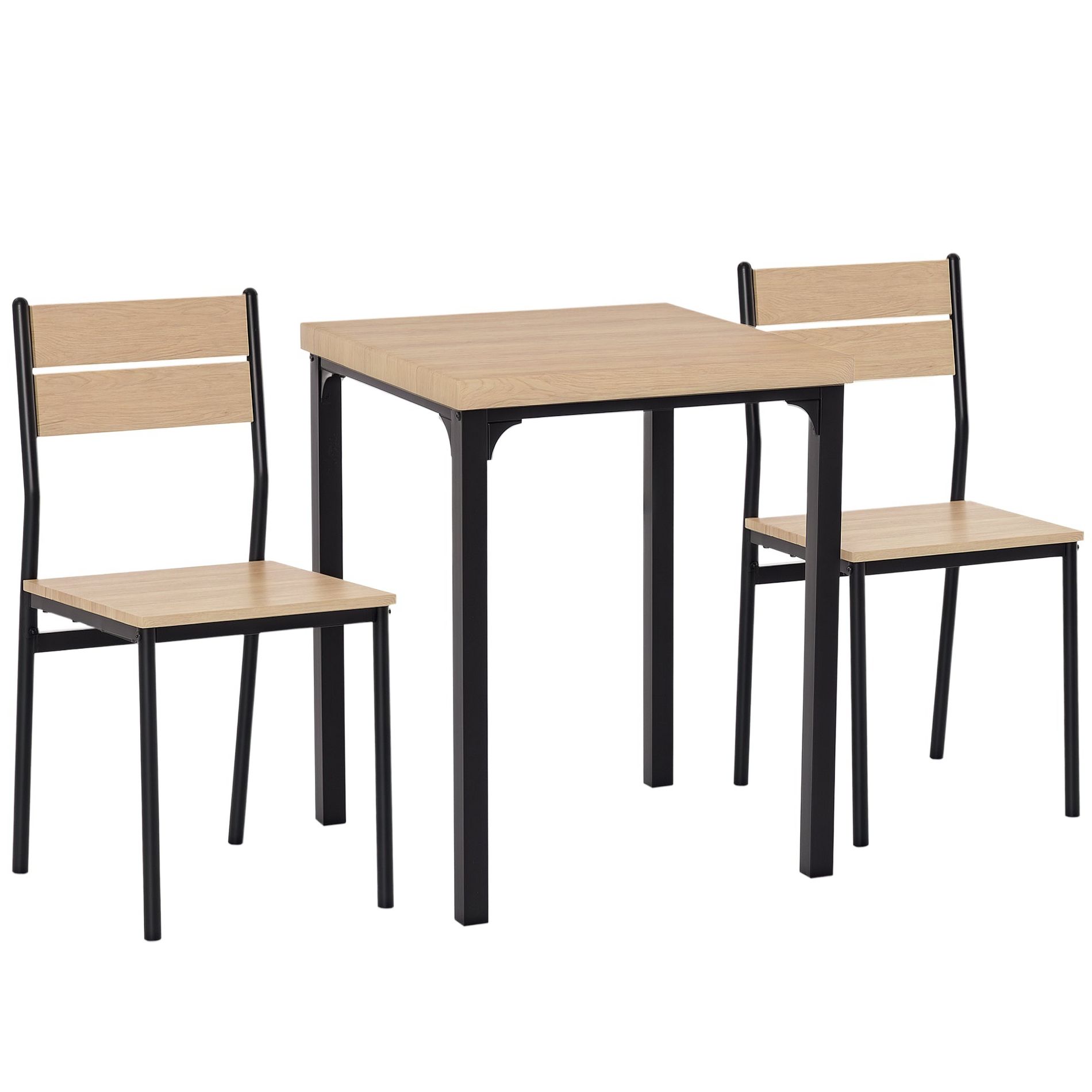 Aghana Digitals 3-Piece Rustic Industrial Dining Set: Compact MDF Table & 2 Slat-Back Chairs for Black  23.50×23.50×30.00 in