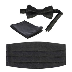 Gioberti Men's Adjustable Satin and Paisley Cummerbund Set - 1 of 3