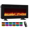 Wall-Mounted Electric Fireplace: Tempered Glass, 12 Flame Colors, Remote, 1500W Heater (5000BTU), 5 Brightness, Timer, Log & Crystal Effects - 2 of 4