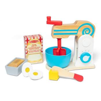 Melissa & Doug Wooden Make-a-Cake Mixer Set (11pc) - Play Food and Kitchen Accessories
