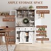 72" Farmhouse Bar Cabinet with Sliding Barn Door, Tall Kitchen Buffet with Storage Hutch and 3 Drawer - 3 of 4
