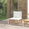 vidaXL Bamboo Patio Middle Sofa with Cream White Cushions - Comfortable and Durable Outdoor Seating Solution for Garden, Backyard and Patio - 2 of 4