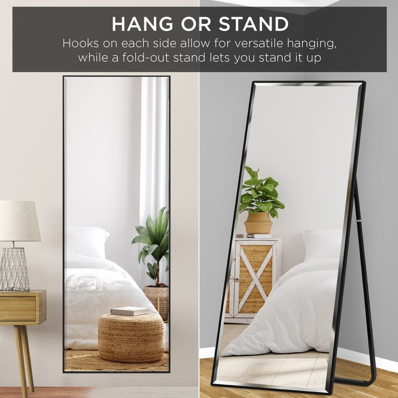 Best Choice Products 65x22in Full Length Mirror, Rectangular Beveled Wall Hanging & Leaning Floor Mirror, 3 of 12