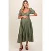 Pinkblush Olive Ruched Sweetheart Neck Tiered Maternity Midi Dress - 2 of 4