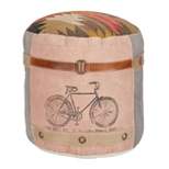Cotton Pouf Featuring A Screenprinted Bicycle Illustration With Script - Olivia & May