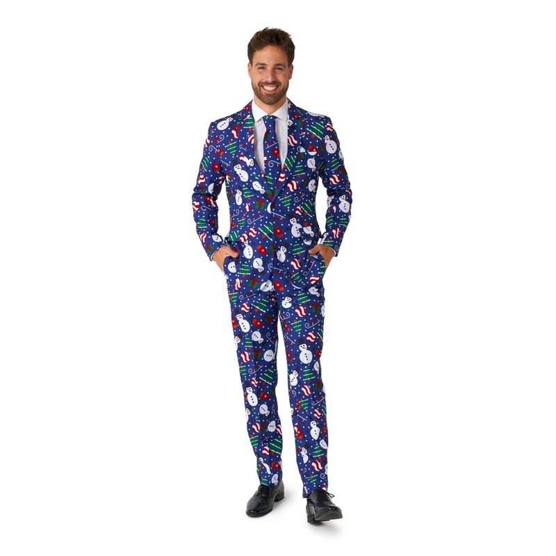 Suitmeister Men's Christmas Suit - Christmas Snowman Blue, 1 of 6