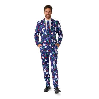 Suitmeister Men's Christmas Suit - Christmas Snowman Blue