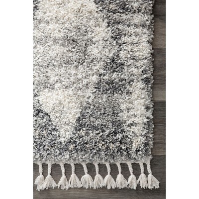 Reversible Gray Geometric Shag 2'x3' Synthetic Area Rug