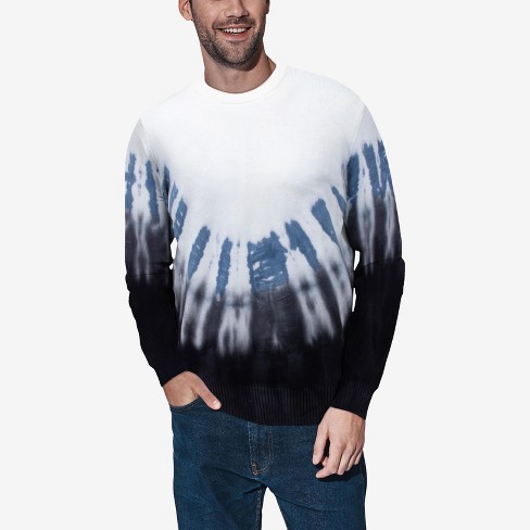 X Ray Men's Pullover Crewneck Tie Dye Fashion Sweater In Black/blue/white  Size Small : Target