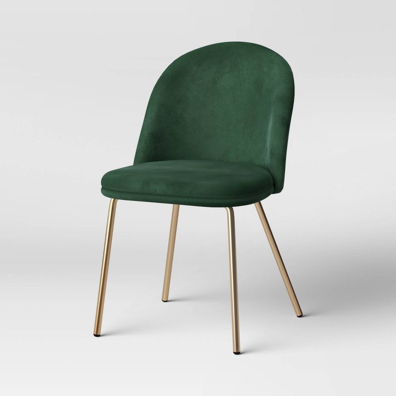 2pk Nils Brass Base Dining Chair Velvet Forest Green - Threshold&#8482;, 4 of 6