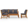 vidaXL Acacia Wood Patio Lounge Set, 5 Pieces, with Cushion and Coffee Table, Suitable for Outdoor Use, Durable, Stylish and Practical, Dark Gray - 3 of 4