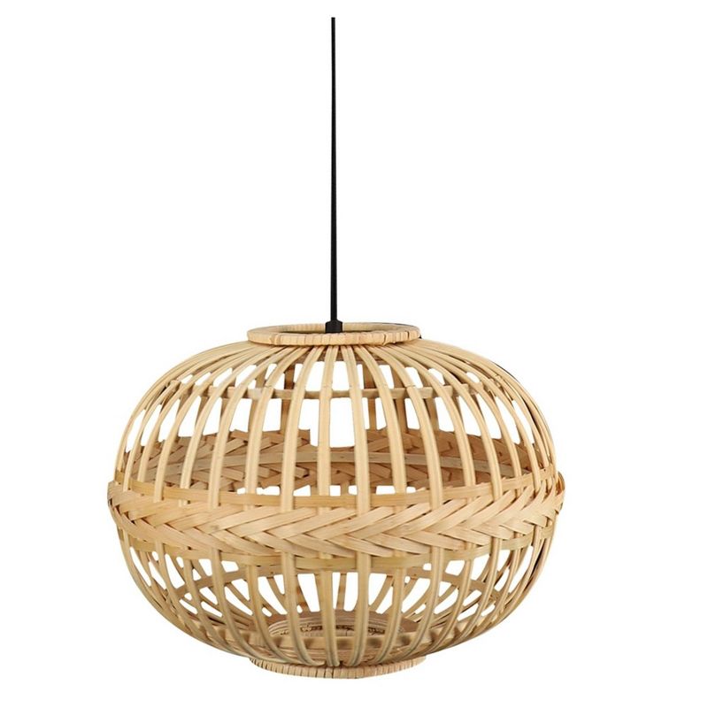 1-Light Armsfield Oval Pendant with Wood Shade Brown - EGLO, 3 of 5