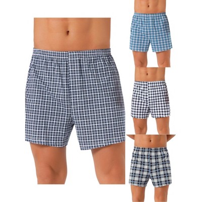 INSPIRE CHIC Men's 3 Pack Classic Plaid Pattern Boxer Shorts