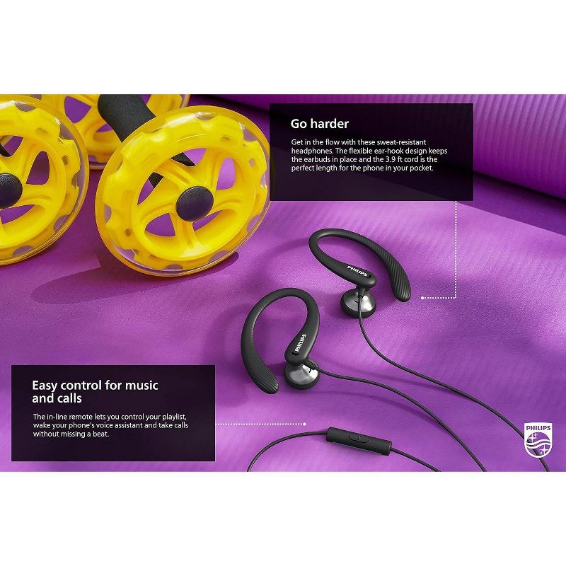 Philips Ear-Hook sports headphones with mic TAA1105BK, 4 of 9