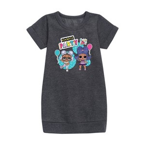 LOL Surprise! Dance Party Graphic Short Sleeve Fleece Dress - Heather Charcoal - 5T - 1 of 1