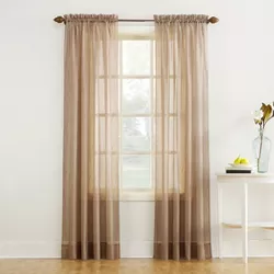 63"x51" Erica Crushed Sheer Voile Rod Pocket Curtain Panel Taupe - No. 918