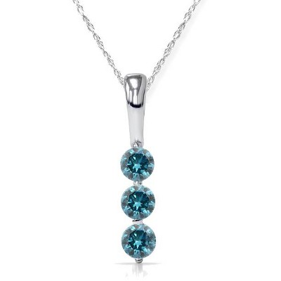 Pompeii3 1/4CT 3-Stone Diamond Petite Pendant 10k White Gold 1/2" Tall