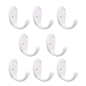 Unique Bargains Zinc Alloy Wall Mounted Rust Resistant Towel Coat Hook 8 Pcs - 1 of 3