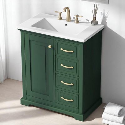 Mshliw 30 Inch Bathroom Vanity with Sink, Modern Freestanding Cabinet with Drawers and Door, One Package Installation