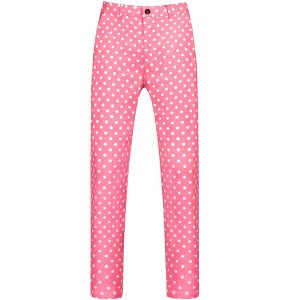 INSPIRE CHIC Men's Polka Dots Pattern Flat Front Zipper Closure Dress Pants - 1 of 4