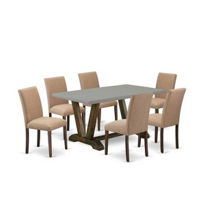 HomeStock 7-Pc Multi-Color Solid Wood Top-Rectangular Upholstered Dining Room Set with High Back-Seats 4 - 1 of 4