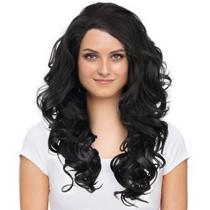 Synthetic Lace Front Curly Wig for Women, Medium Length Natural Looking Wave Hair Wigs - 1 of 4