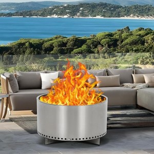Smokeless Fire Pit, Portable Outdoor Firepit, Stainless Metal Steel Wood Burning Fireplaces with Removable Ash Pan and Poker - 1 of 4