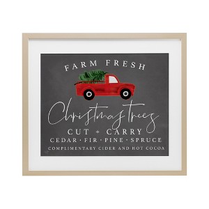 Stupell Industries Farm Fresh Trees over Grey Framed Print Under Glass Art - 1 of 4