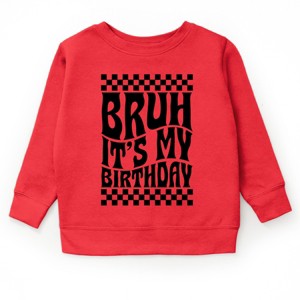 The Juniper Shop Bruh It's My Birthday Checkered Youth Sweatshirt - 1 of 4