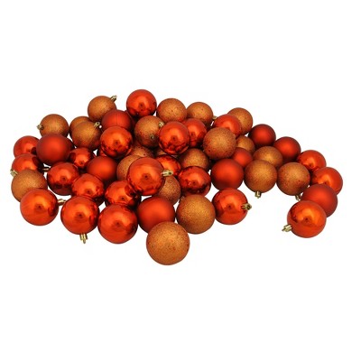 Northlight 60ct Shatterproof 4-Finish Christmas Ball Ornament Set 2.5" - Orange