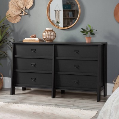 6 Drawer Trestle 2 Cartons Dresser Raven Oak - Sauder: Smooth Metal Runners, MDF Frame, 5-Year Warranty