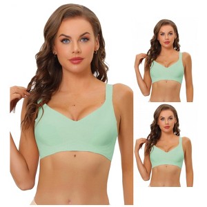 INSPIRE CHIC Women's Wireless No Show Smooth Comfortable Adjustable Straps Minimizers Bra 3 Packs - 1 of 4